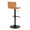 Mara Contemporary Adjustable Barstool with Swivel in Black Metal and Camel Faux Leather with Rounded T Footrest- Set of 2 — rear three-quarter view