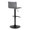 Mara Contemporary Adjustable Barstool with Swivel in Black Metal and Grey Faux Leather with Rounded T Footrest- Set of 2 — rear three-quarter view