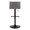 Mara Contemporary Adjustable Barstool with Swivel in Black Metal and Grey Faux Leather with Rounded T Footrest- Set of 2 — back view