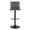 Mara Contemporary Adjustable Barstool with Swivel in Black Metal and Grey Faux Leather with Rounded T Footrest- Set of 2 — front view