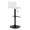 Mara table in Black Metal, White PU, back and side view, featuring swivel and adjustable height