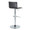 Mara Contemporary Adjustable Barstool with Swivel in Chrome Metal and Black Faux Leather with Rounded T Footrest- Set of 2 — rear three-quarter view