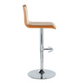 Mara table in Chrome Metal, Camel PU, side view, featuring swivel and adjustable height