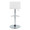Mara Contemporary Adjustable Barstool with Swivel in Chrome Metal and White Faux Leather with Rounded T Footrest- Set of 2 — back view