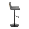 Mason table in Black Metal, Walnut Wood, Grey PU, side view, featuring swivel and adjustable height