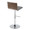 Mason table in Chrome Metal, Walnut Wood, Grey PU, back and side view, featuring swivel and adjustable height