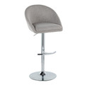 Matisse table in Chrome Metal, Grey Fabric, product view, featuring swivel and adjustable height