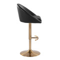 Matisse table in Gold Metal, Black PU, side view, featuring swivel and adjustable height