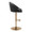 Matisse High Back Contemporary/Glam Adjustable Barstool in Gold Metal and Black Faux Leather with Rounded T Footrest- Set of 2 — side view