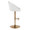 Matisse table in Gold Metal, White PU, side view, featuring swivel and adjustable height