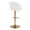 Matisse table in Gold Metal, White PU, back and side view, featuring swivel and adjustable height