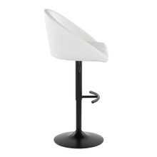 Matisse table in Black Metal, White PU, side view, featuring swivel and adjustable height
