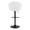 Matisse table in Black Metal, White PU, back view, featuring swivel and adjustable height