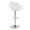Matisse table in Chrome Metal, White PU, back and side view, featuring swivel and adjustable height