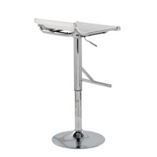Ale bar stool in Chrome, White Mesh, back and side view, featuring swivel and adjustable height