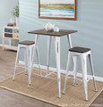 Oregon bar stool in Vintage White Metal, Espresso Bamboo, back view