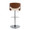 Pino Mid-Century Modern Adjustable Barstool with Swivel in Chrome Metal, Walnut Wood and Cream Faux Leather with Rounded T Footrest- Set of 2 — back view
