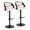 Pino Mid-Century Modern Adjustable Barstool with Swivel in Black Metal, Mahogany Wood and White Faux Leather with Rounded T Footrest- Set of 2 — pair view