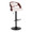 Pino Mid-Century Modern Adjustable Barstool with Swivel in Black Metal, Mahogany Wood and White Faux Leather with Rounded T Footrest- Set of 2 — product view