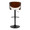 Pino Mid-Century Modern Adjustable Barstool with Swivel in Black Metal, Mahogany Wood and White Faux Leather with Rounded T Footrest- Set of 2 — back view