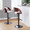 Pino Mid-Century Modern Adjustable Barstool with Swivel in Black Metal, Mahogany Wood and White Faux Leather with Rounded T Footrest- Set of 2 — lifestyle photo 2
