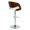 Pino Mid-Century Modern Adjustable Barstool with Swivel in Chrome Metal, Mahogany Wood and White Faux Leather with Rounded T Footrest- Set of 2 — rear three-quarter view