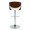 Pino Mid-Century Modern Adjustable Barstool with Swivel in Chrome Metal, Mahogany Wood and White Faux Leather with Rounded T Footrest- Set of 2 — back view