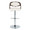 Pino Mid-Century Modern Adjustable Barstool with Swivel in Chrome Metal, Mahogany Wood and White Faux Leather with Rounded T Footrest- Set of 2 — front view