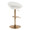 Posh table in Gold Metal, White PU, back and side view, featuring swivel and adjustable height