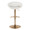 Posh table in Gold Metal, White PU, back view, featuring swivel and adjustable height