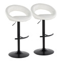 Posh Contemporary Adjustable Barstool with Swivel in Black Metal and White Faux Leather with Rounded T Footrest- Set of 2 — pair view