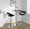 Posh Contemporary Adjustable Barstool with Swivel in Chrome Metal and Black Faux Leather with Rounded T Footrest- Set of 2 — lifestyle photo 4