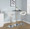 Posh table in Chrome Metal, White PU, featuring swivel and adjustable height