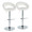 Posh table in Chrome Metal, White PU, coordinated set view, featuring swivel and adjustable height
