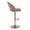 Renee table in Gold Metal, Brown Fabric, side view, featuring swivel and adjustable height