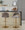 Renee table in Gold Metal, Brown Fabric, featuring swivel and adjustable height