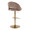 Renee table in Gold Metal, Brown Fabric, back and side view, featuring swivel and adjustable height