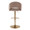 Renee table in Gold Metal, Brown Fabric, back view, featuring swivel and adjustable height