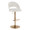 Renee Upholstered Contemporary/Glam Adjustable Barstool with Swivel in Gold Metal and Cream Fabric with Round T Footrest- Set of 2 — product view