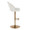 Renee Upholstered Contemporary/Glam Adjustable Barstool with Swivel in Gold Metal and Cream Fabric with Round T Footrest- Set of 2 — side view