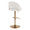 Renee Upholstered Contemporary/Glam Adjustable Barstool with Swivel in Gold Metal and Cream Fabric with Round T Footrest- Set of 2 — rear three-quarter view