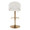 Renee Upholstered Contemporary/Glam Adjustable Barstool with Swivel in Gold Metal and Cream Fabric with Round T Footrest- Set of 2 — back view