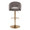 Renee Contemporary/Glam Adjustable Barstool with Swivel in Gold Metal and Dark Grey Fabric with Round T Footrest- Set of 2 — back view