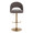 Renee Contemporary/Glam Adjustable Barstool with Swivel in Gold Metal and Dark Grey Fabric with Round T Footrest- Set of 2 — front view