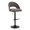 Renee Contemporary Adjustable Barstool with Swivel in Black Metal and Dark Grey Fabric with Round T Footrest- Set of 2 — product view