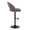 Renee Contemporary Adjustable Barstool with Swivel in Black Metal and Dark Grey Fabric with Round T Footrest- Set of 2 — side view