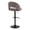 Renee Contemporary Adjustable Barstool with Swivel in Black Metal and Dark Grey Fabric with Round T Footrest- Set of 2 — rear three-quarter view