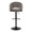 Renee Contemporary Adjustable Barstool with Swivel in Black Metal and Dark Grey Fabric with Round T Footrest- Set of 2 — back view