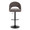Renee Contemporary Adjustable Barstool with Swivel in Black Metal and Dark Grey Fabric with Round T Footrest- Set of 2 — front view