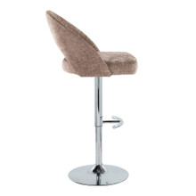 Renee table in Chrome, Brown Fabric, side view, featuring swivel and adjustable height